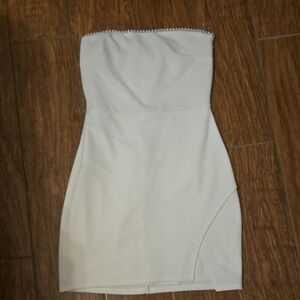 Blue Blush Strapless White Dress